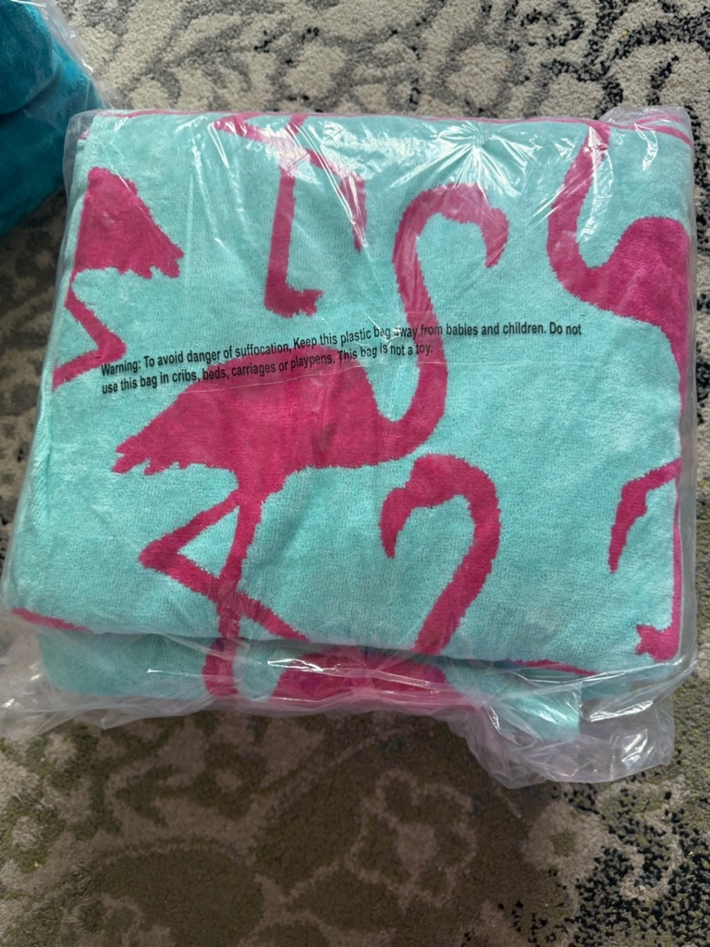 (2) Pink Flamingo Print Beach Towel - Aqua Background- 2 large size high quality - Picture 2 of 9